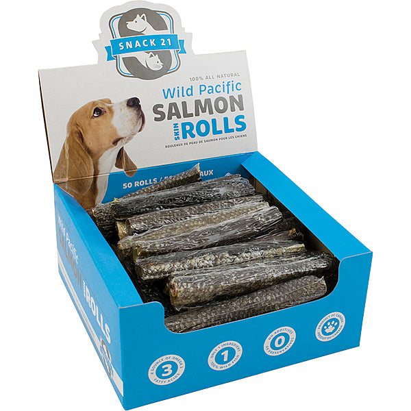 Snack 21 Dog Salmon Skin Rolls