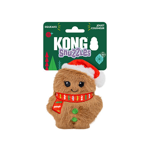 KONG Dog Toy Holiday Snuzzles Mini Santa Gingerbread