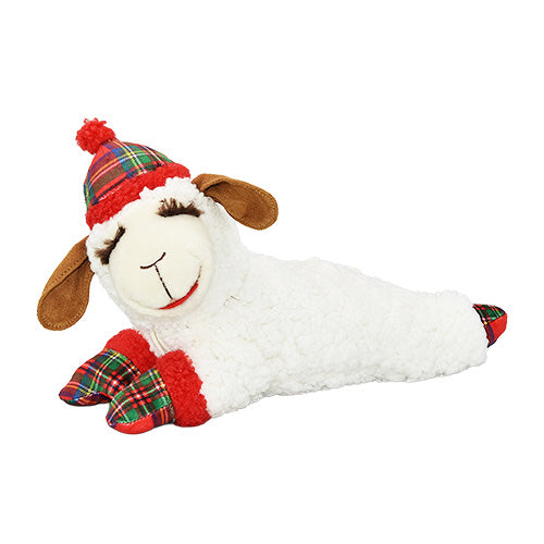 Multipet Dog Toy Holiday Lamb Chop Red Plaid
