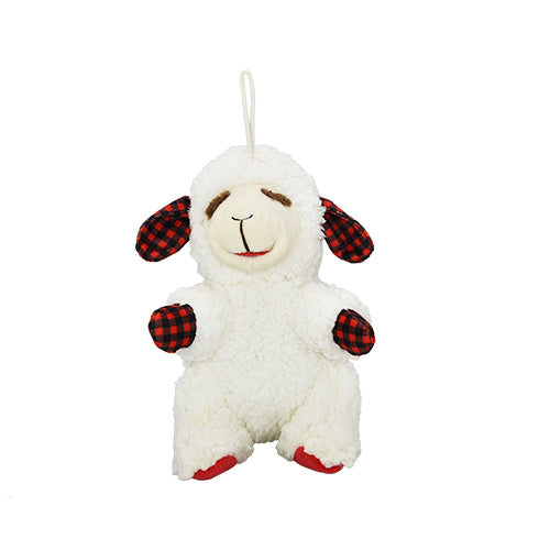 Multipet Dog Toy Holiday Lamb Chop Sitting Buffalo Plaid