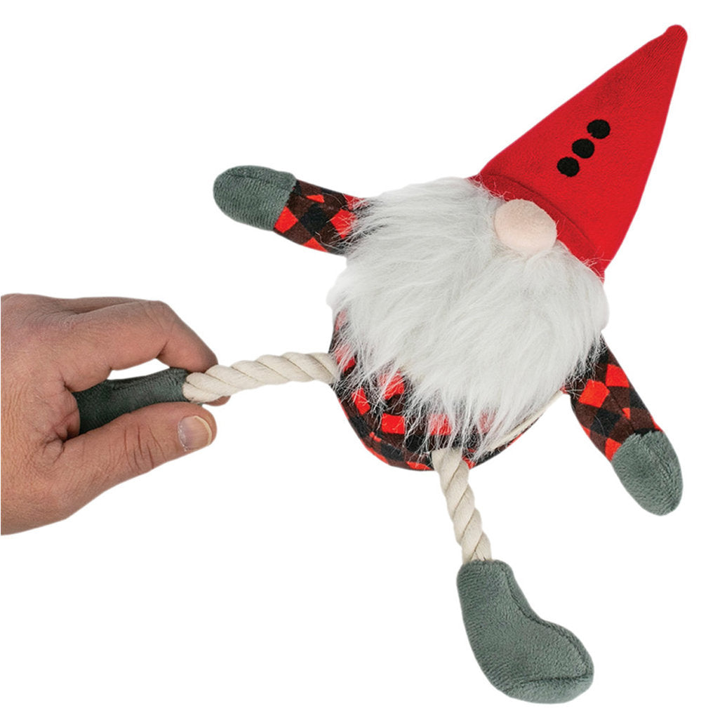 Tall Tails Dog Toy Holiday Gnome Pull-Through Rope Tug