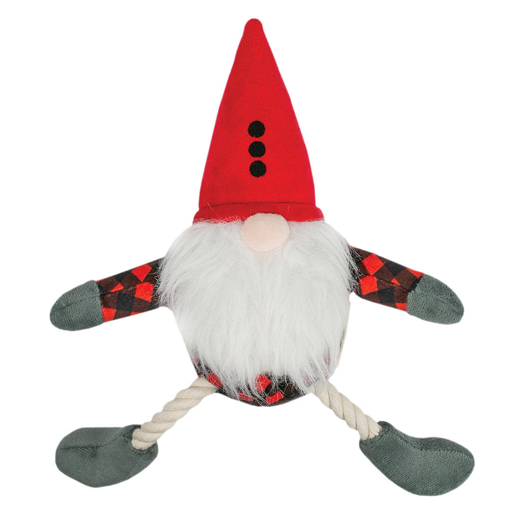 Tall Tails Dog Toy Holiday Gnome Pull-Through Rope Tug