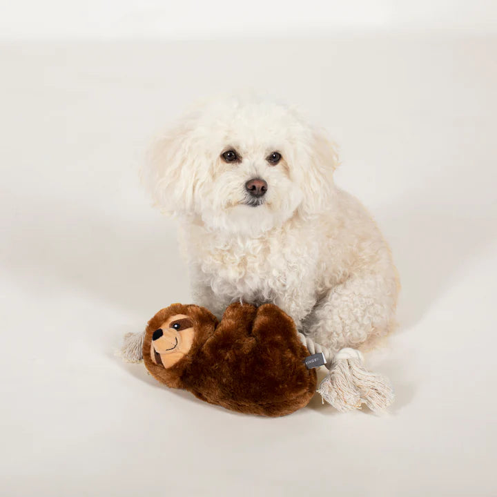 Fringe Dog Toy Brown Sloth on a Rope