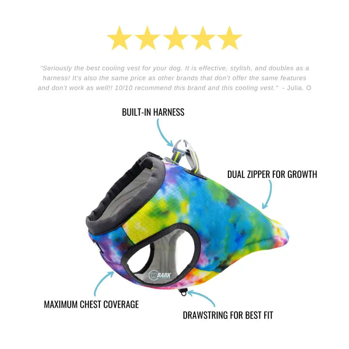 Bark Industry Cooling Vest Rainbow Tie-Dye FINAL SALE