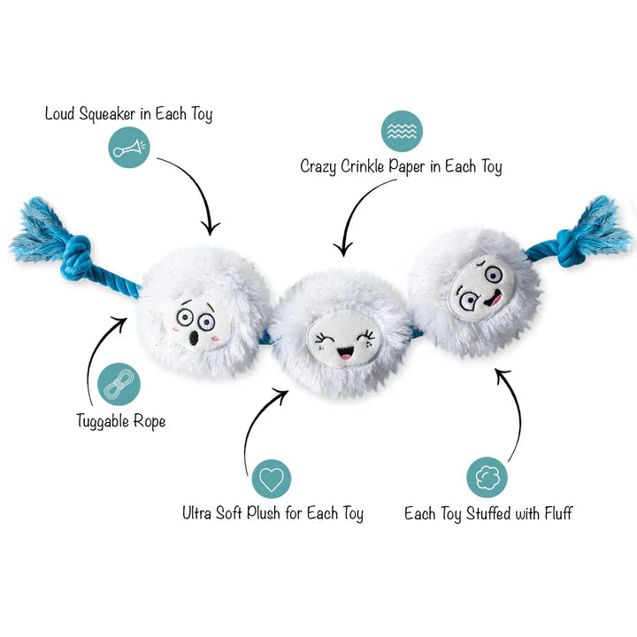 Fringe Dog Toy Holiday Snow Time for Fun