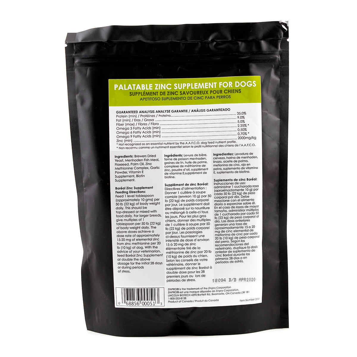 Boreal Nutraceuticals Palatable Zinc Skin and Coat