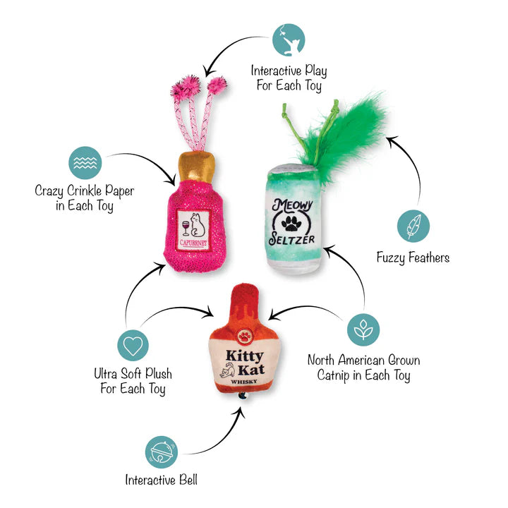 Fringe Cat Toy Kitten My Drink On (Set of 3)