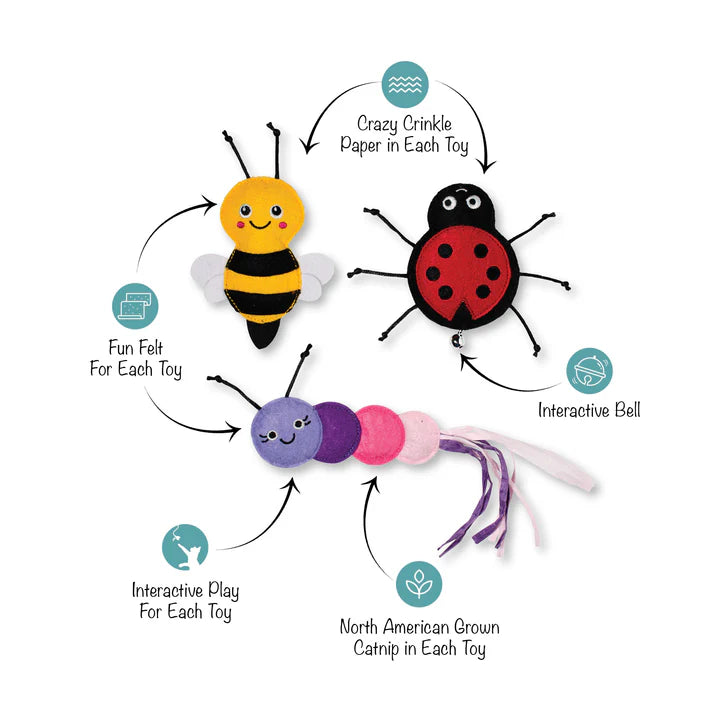 Fringe Cat Toy Living Bug Life (Set of 3)