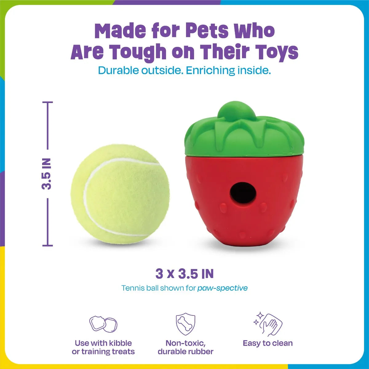 Brightkins Dog Toy Tough & Tumble Strawberry Treat Dispenser