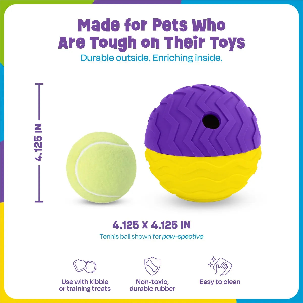 Brightkins Dog Toy Tough & Tumble Textured Ball Treat Dispenser