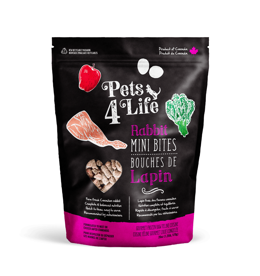 Pets 4 Life Cat Raw Rabbit Mini Bites FINAL SALE NO EXCHANGE OR REFUNDS