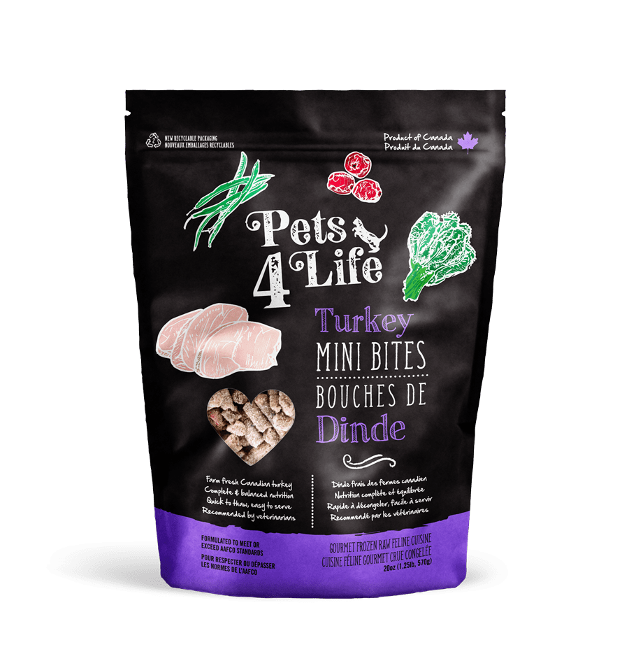 Pets 4 Life Raw Turkey Mini Bites for Cats