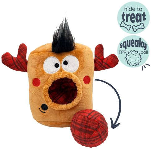 Huxley & Kent Dog Toy Holiday Pop 'n Fetch Nosy Reindeer