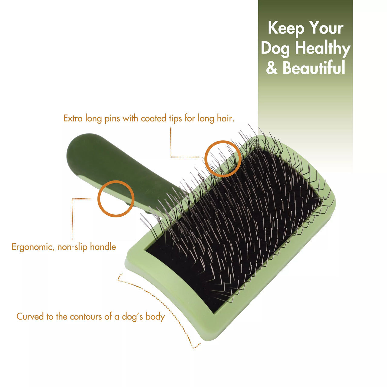 Safari® Curved Firm Slicker Brush w/Coated Tips Long Hair
