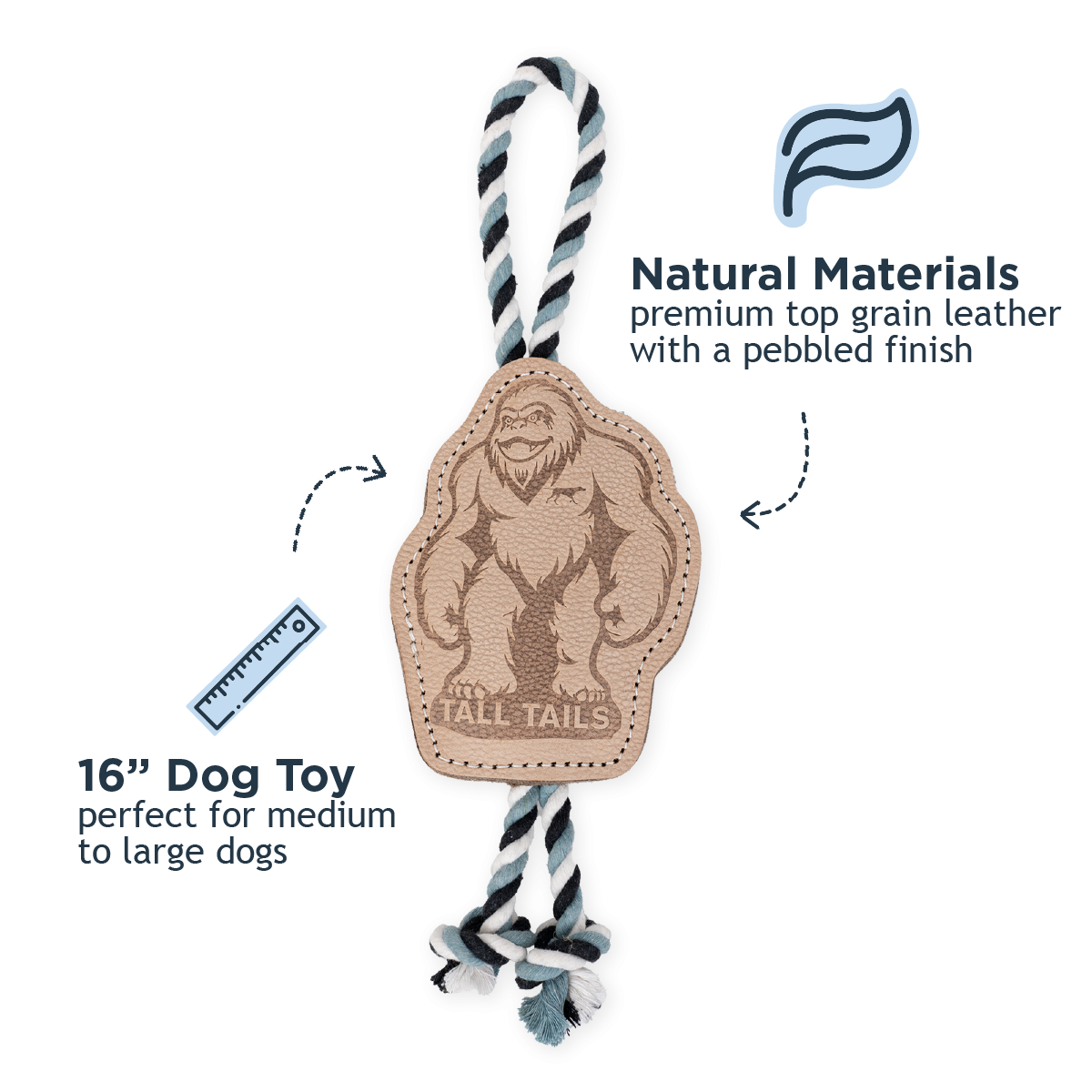 Tall Tails Dog Toy Natural Leather Big Foot Rope Tug