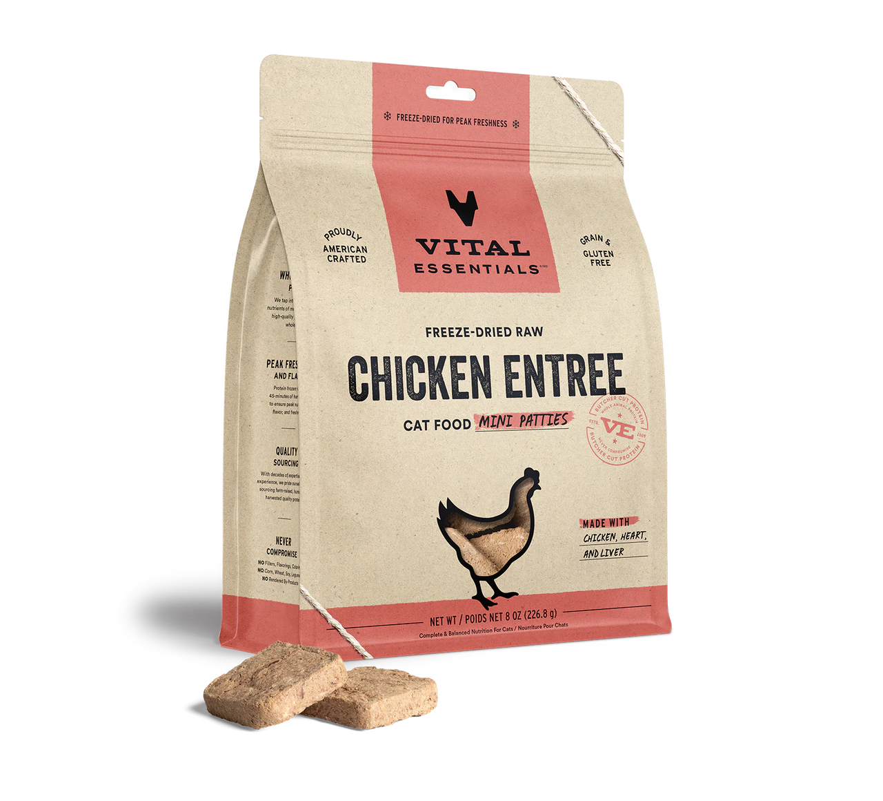 Vital Essentials Cat Freeze Dried Mini Patties Chicken