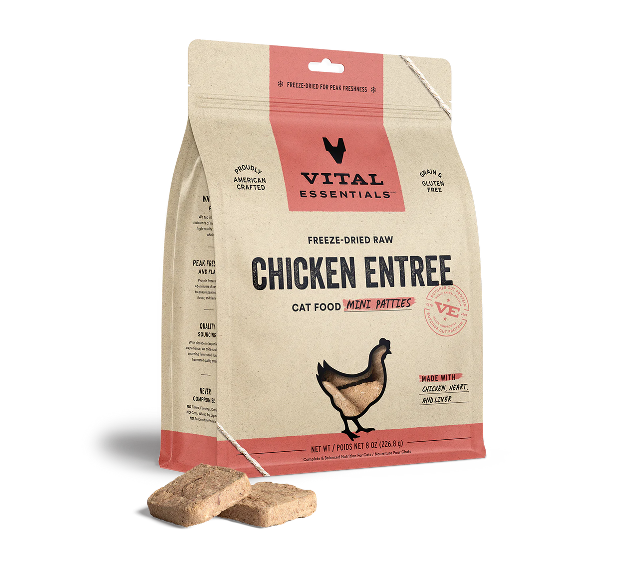 Vital Essentials Cat Freeze Dried Mini Patties Chicken *SPECIAL ORDER*