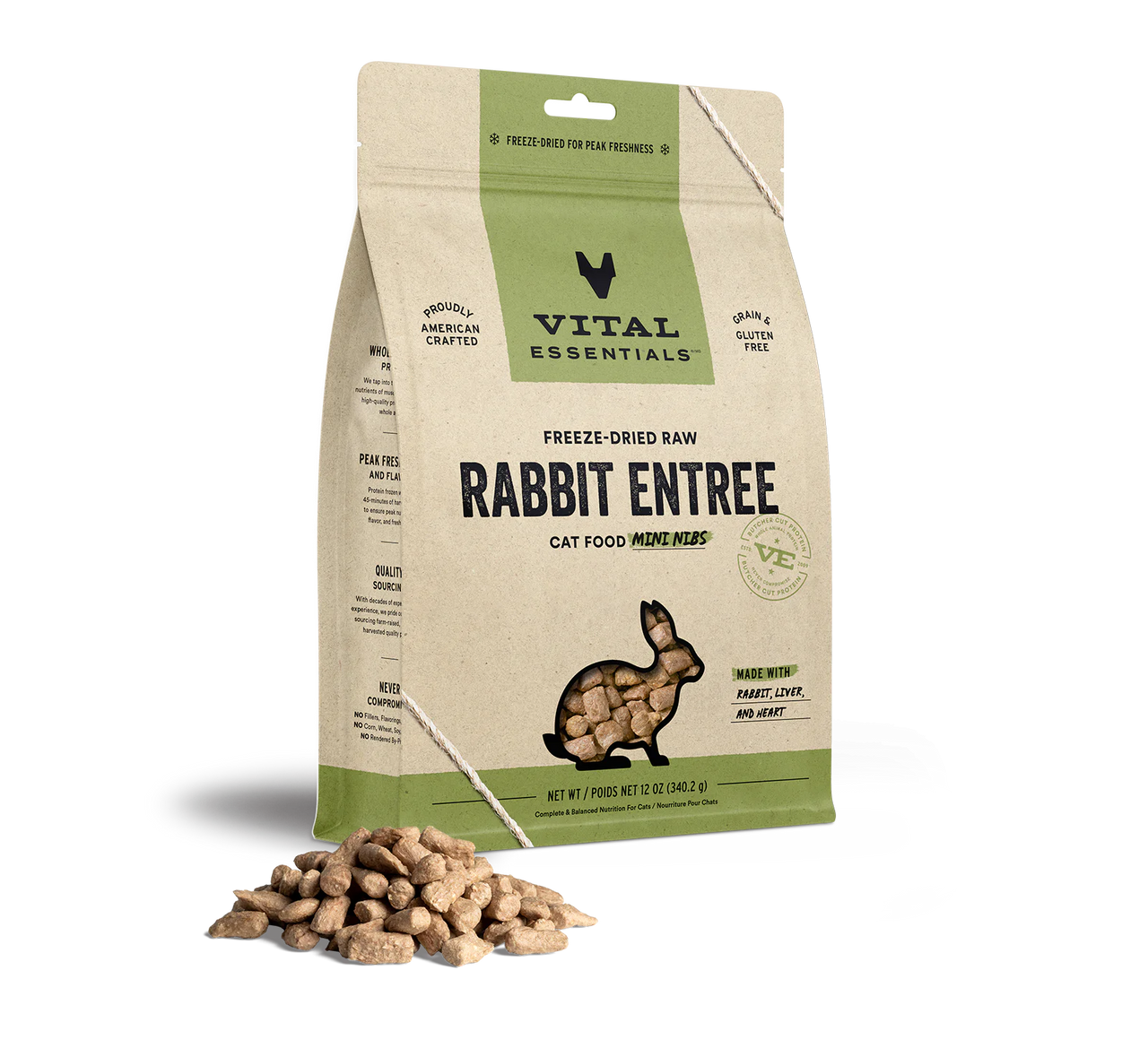 Vital Essentials Cat Freeze Dried Mini Nibs Rabbit