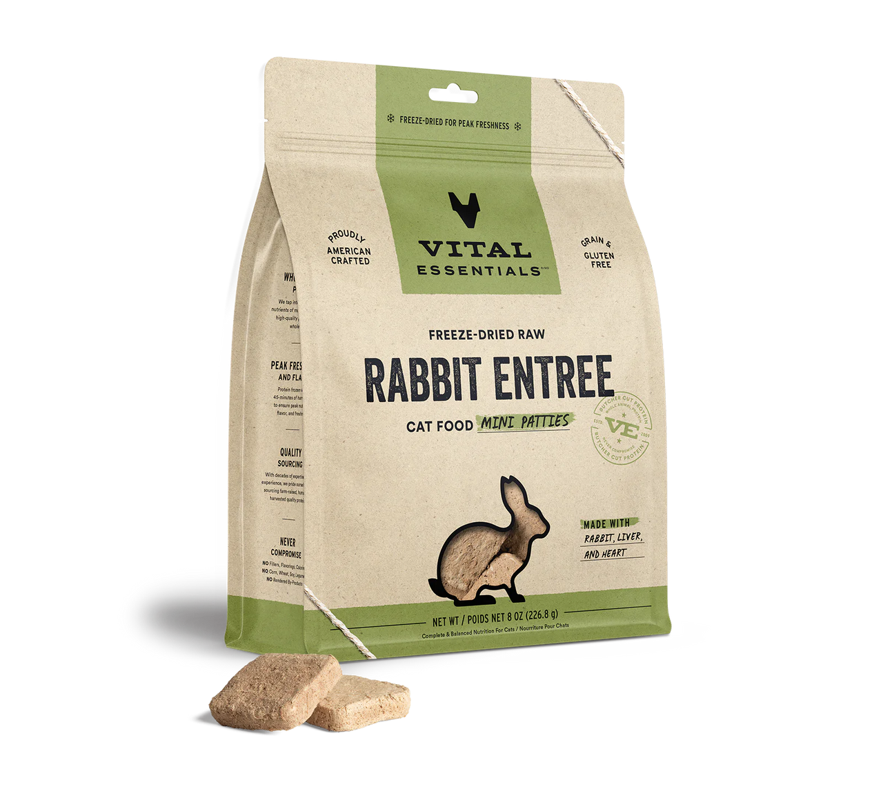 Vital Essentials Cat Freeze Dried Mini Patties Rabbit *SPECIAL ORDER*