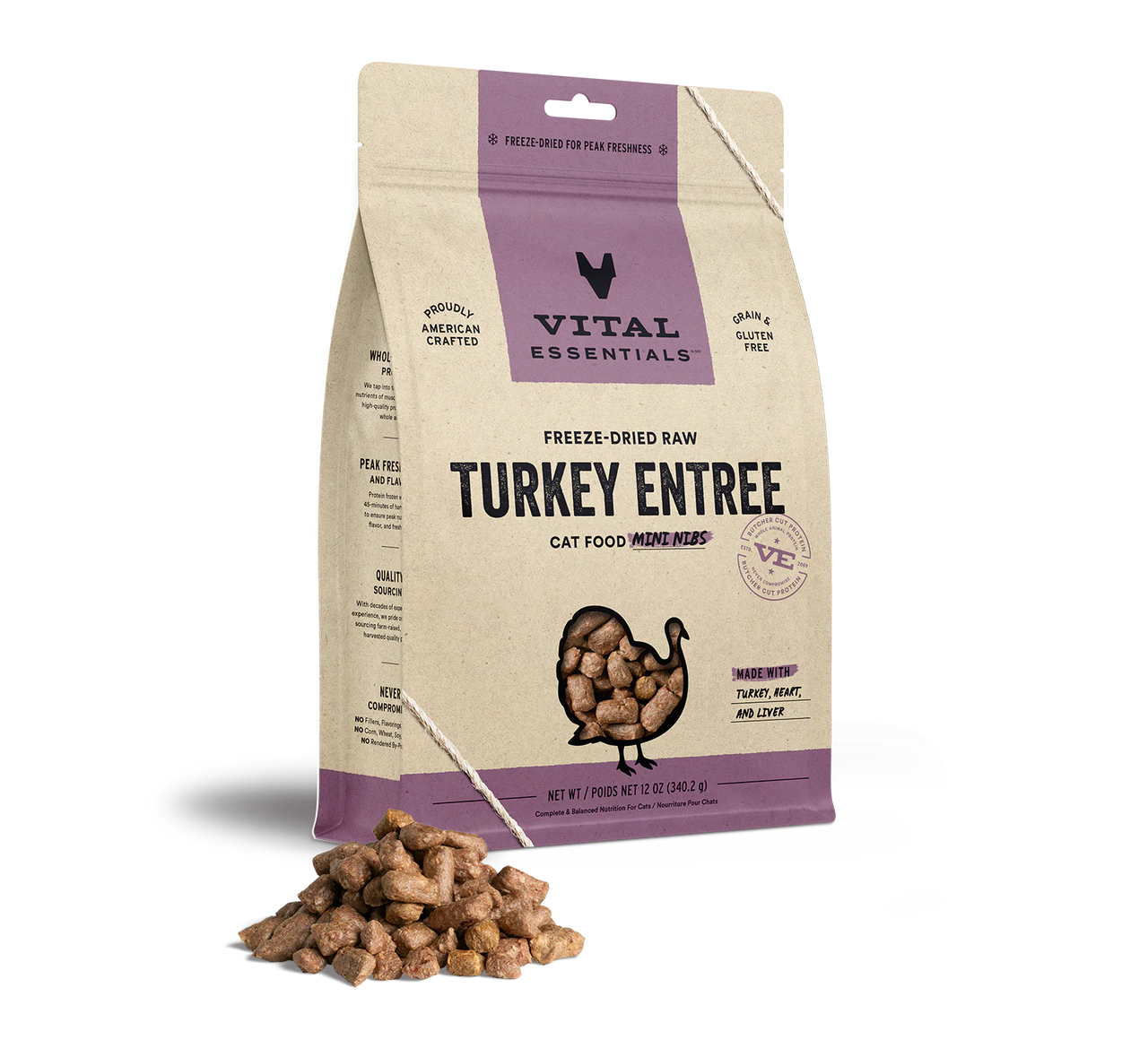 Vital Essentials Cat Freeze Dried Mini Nibs Turkey 12oz