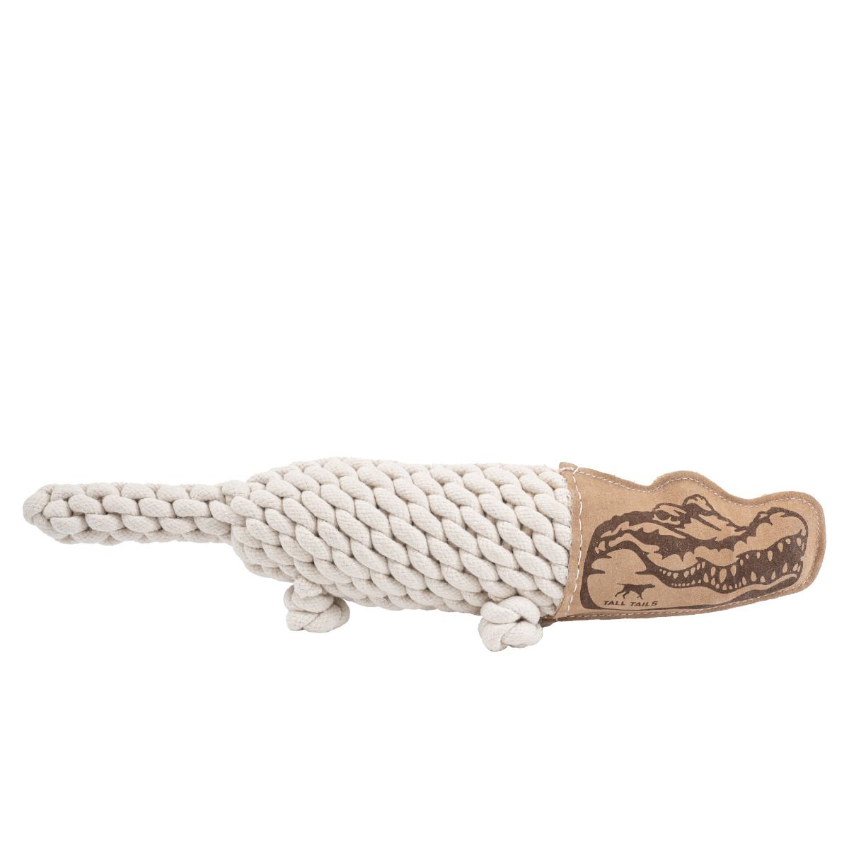 Tall Tails Dog Toy Natural Leather Crunch Crocodile Rope