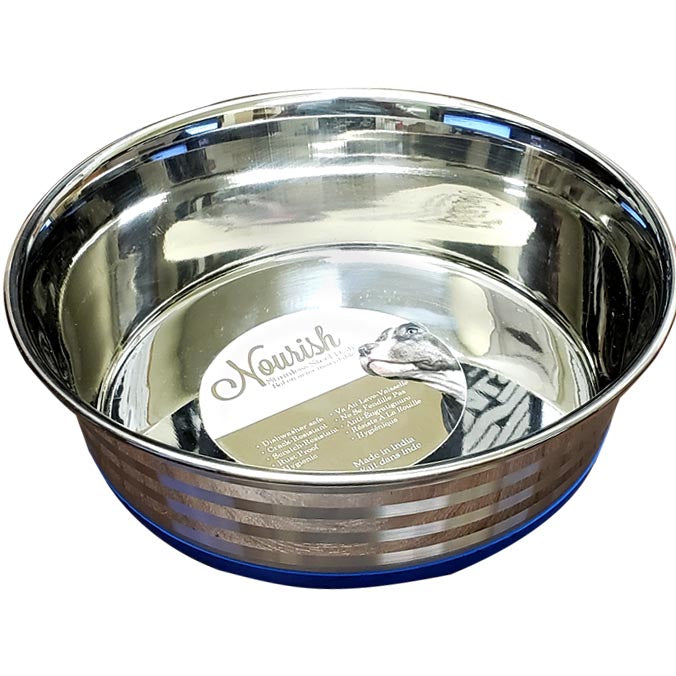 Nourish Stainless Steel Anti-Skid Dog Bowl Stripes