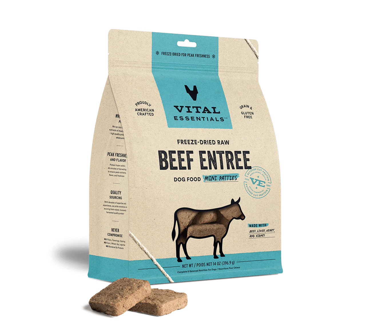 Vital Essentials Dog Freeze Dried Mini Patties Beef