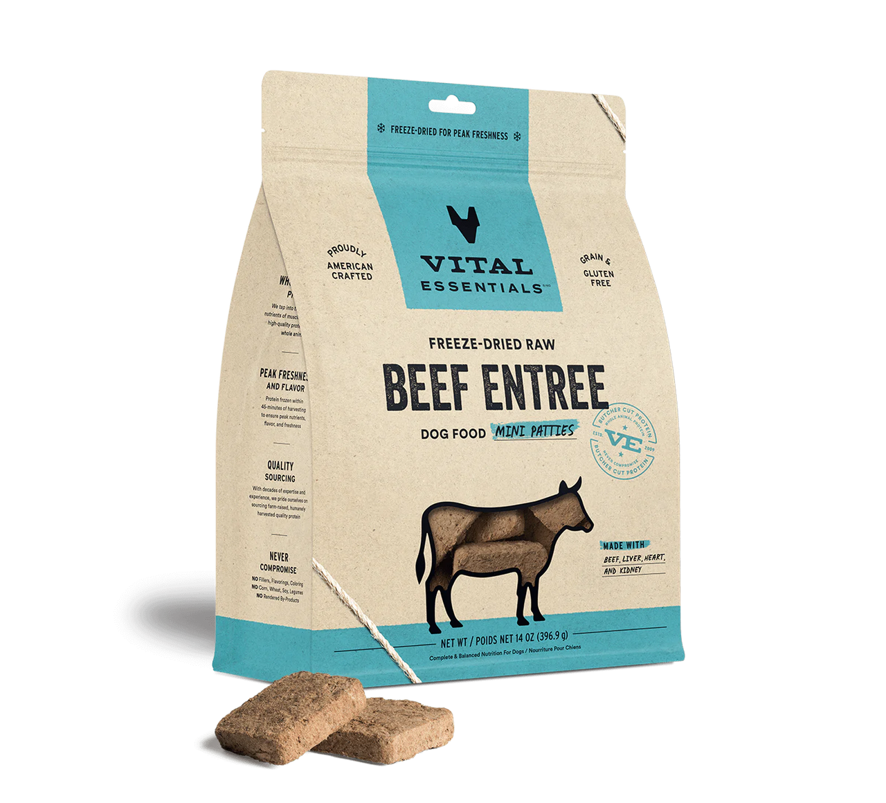 Vital Essentials Dog Freeze Dried Mini Patties Beef *SPECIAL ORDER*