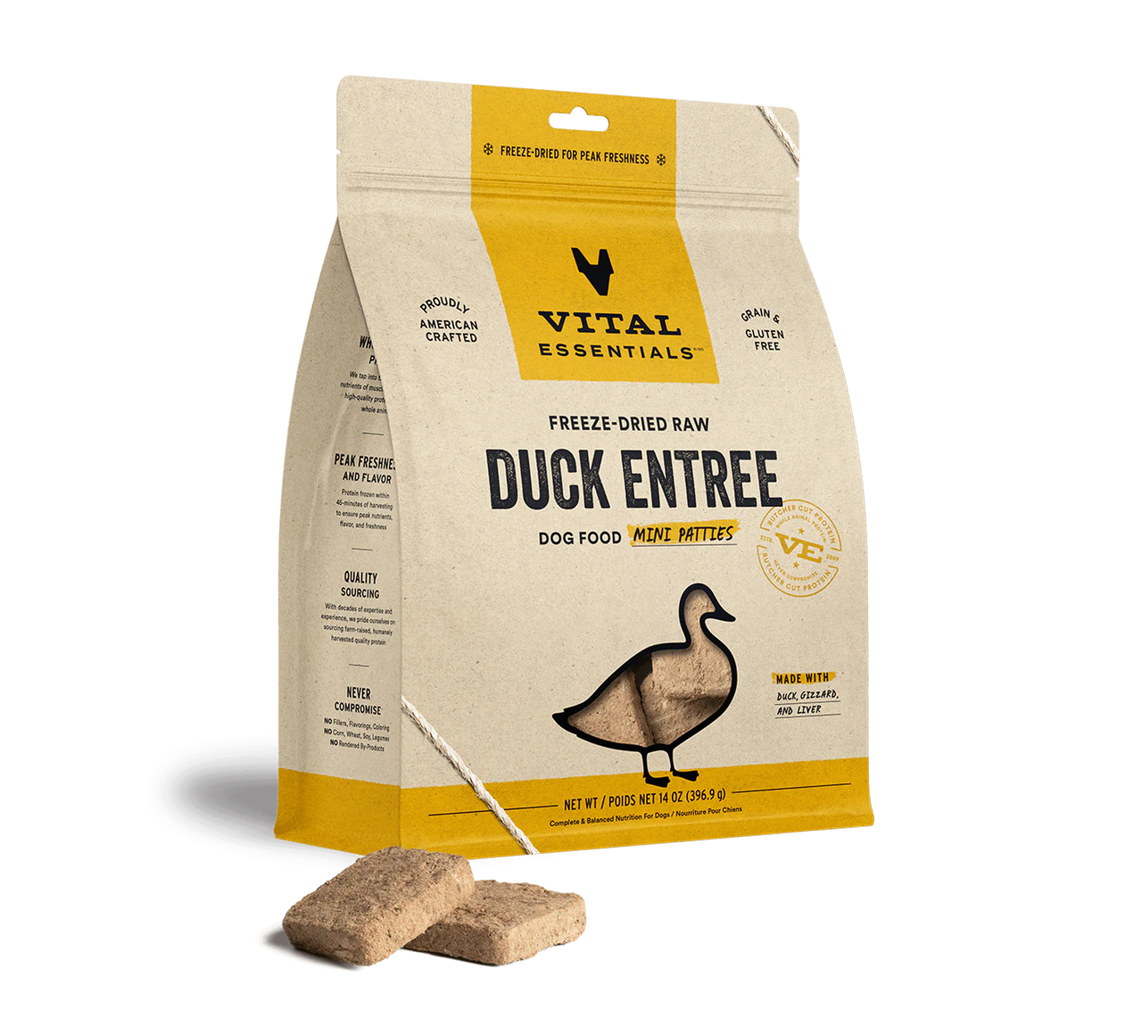 Vital Essentials Dog Freeze Dried Mini Patties Duck