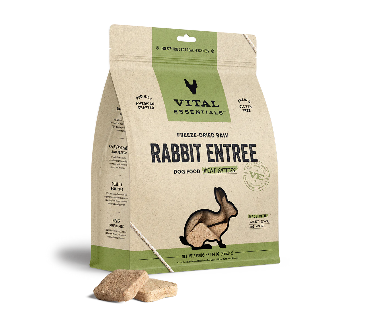 Vital Essentials Dog Freeze Dried Mini Patties Rabbit