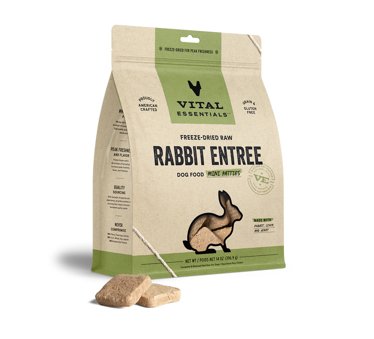 Vital Essentials Dog Freeze Dried Mini Patties Rabbit *SPECIAL ORDER*