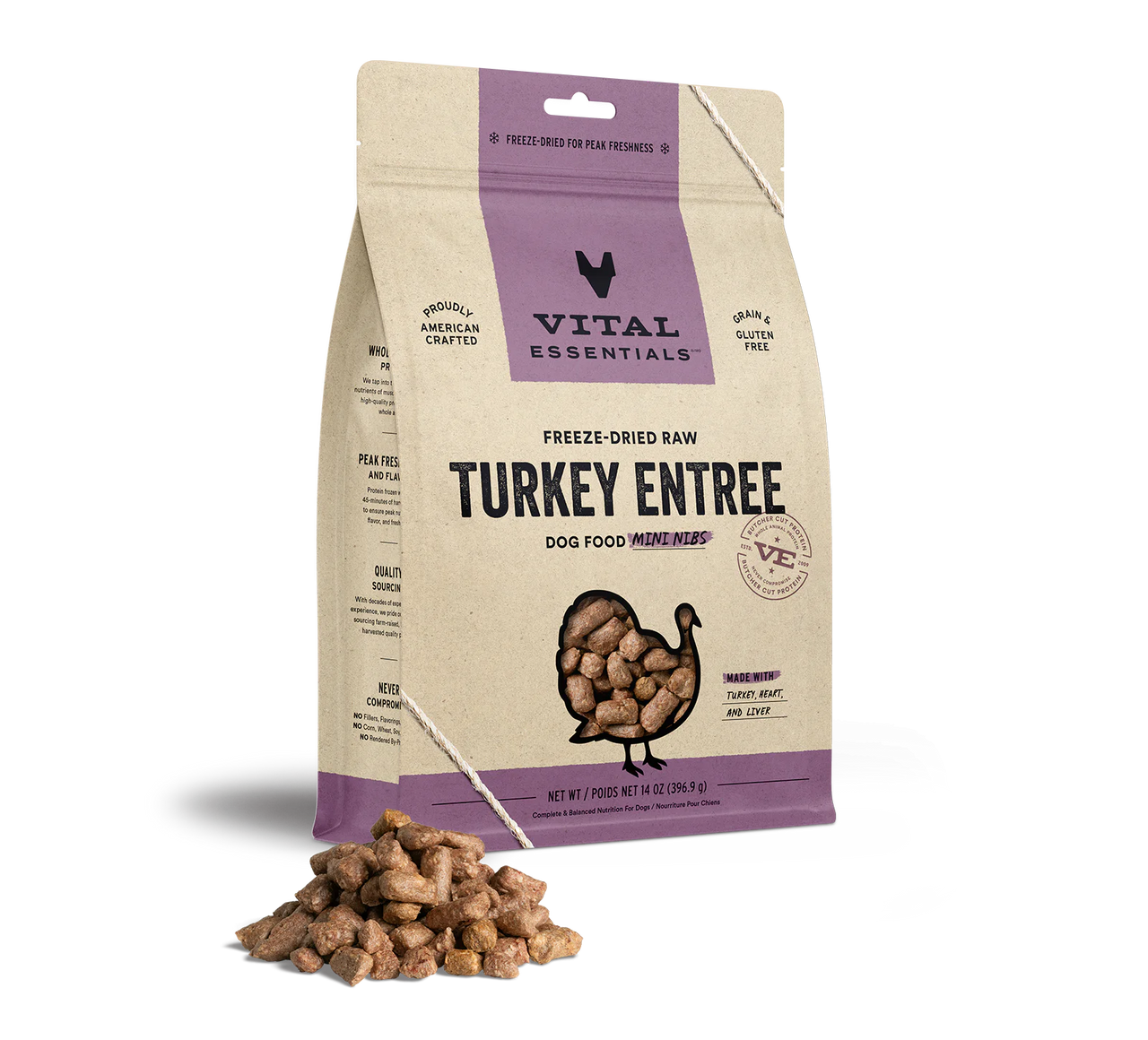 Vital Essentials Dog Freeze Dried Mini Nibs Turkey