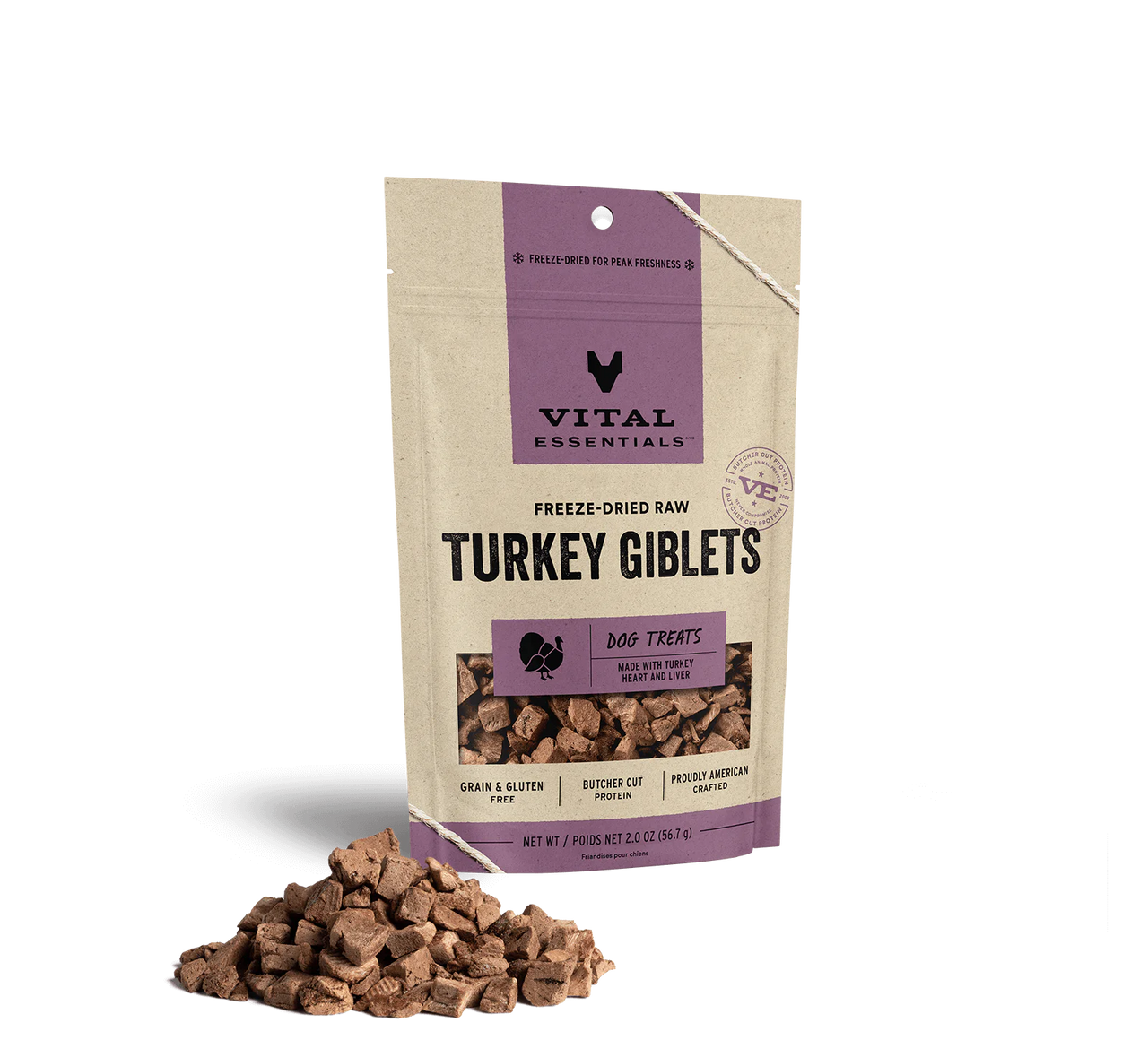Vital Essentials Dog Treats Turkey Giblets