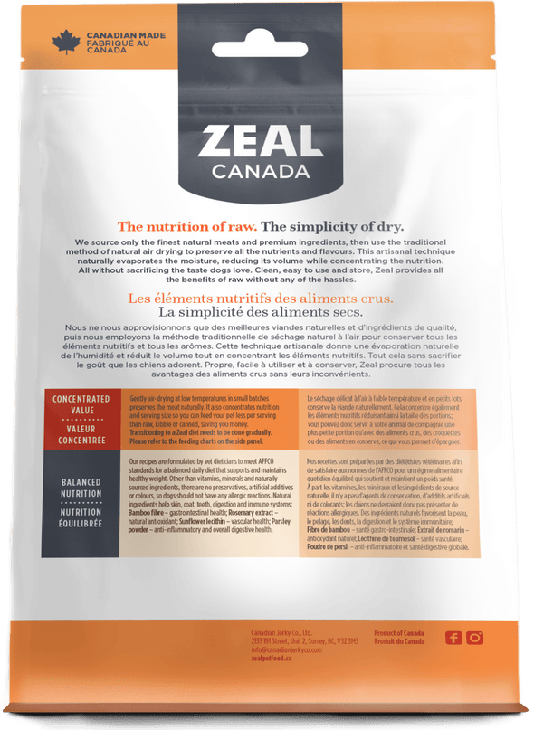 Zeal Dog Air-Dried GF Pork (Orange)