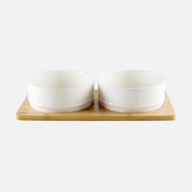 BeOneBreed Bamboo Diner with Ceramic Bowls