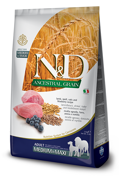 Farmina N&D Ancestral Grain Lamb, Spelt, Oats and Blueberry for Dogs (4789776547899)