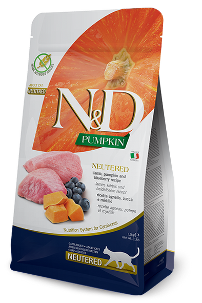 Farmina N&D Neutered Lamb, Pumpkin and Blueberry for Cats