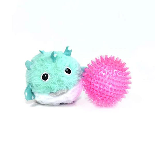Patchwork Prickles Pufferfish Interactive Dog Toy