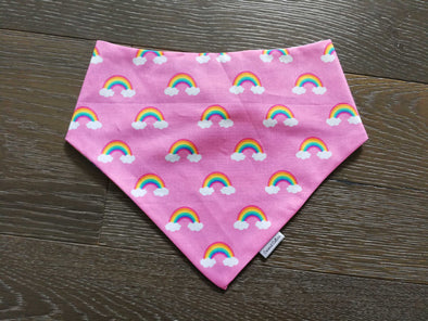 Coconut Collars Rainbows on Pink Bandana
