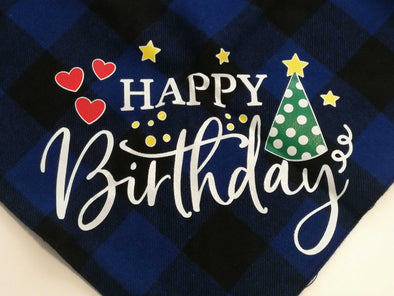 Happy Birthday Plaid Bandana