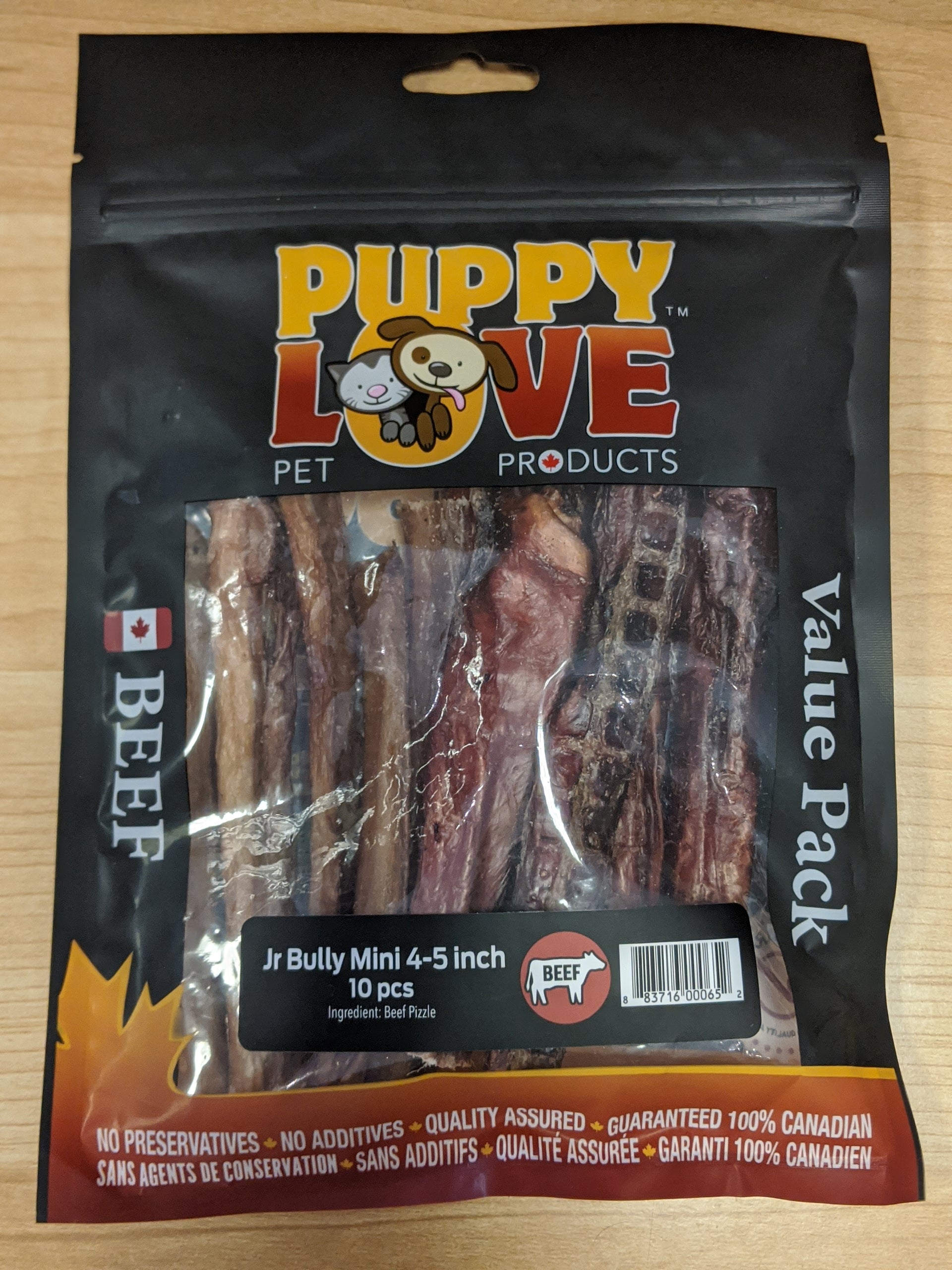 Puppy Love Beef Jr Bully Mini -10 pack (4765415604283)