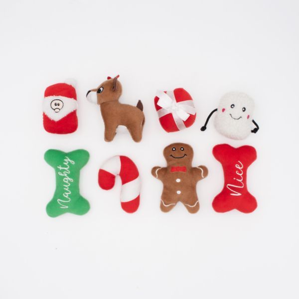ZippyPaws Dog Toy Holiday Miniz Multipack 8-Pack